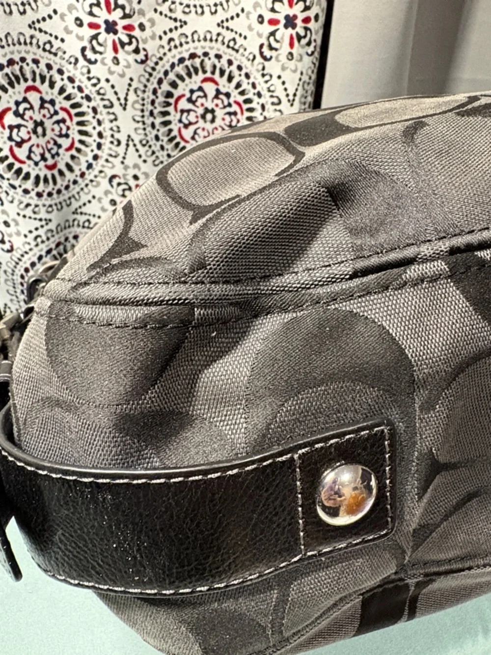 COACH Zoe Black Signature Jacquard Large Hobo Shoulder Bag #F12674 - Picture 14 of 15